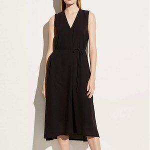 VINCE Lightweight Sleeveless V-Neck Dress with Cinch Waist Navy Small